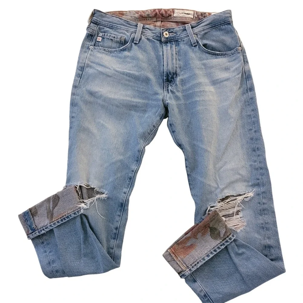 AG Adriano Goldschmied AG-ED Denim Camo Lining Distressed Jeans Mens 32x34 Light